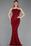 Weinrot Abendkleid Schuppig Lang ABU5701