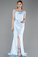 Eisblau Abendkleid Satin Lang ABU5976