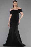Schwarz Abendkleid Lang ABU6002