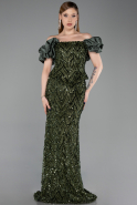 Khaki Abendkleid İm Meerjungfrau-Stil Schuppig Lang ABU5780