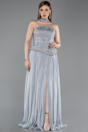 Anthrazit Abendkleid Chiffon Lang ABU5786