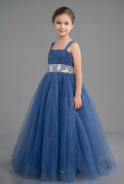 Grau-Indigo Abendkleid Für Kinder Lang ABU3031