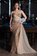 Abendkleid Lang Schuppig Gold ABU6173