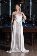 Standesamtkleid Lang Satin Weiß ABU6193