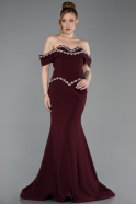 Abendkleid in Übergröße Lang Kirschrot ABU6199