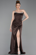 Abendkleid Lang Satin Braun ABU6200