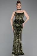 Abendkleid Lang Schuppig Khaki ABU6202