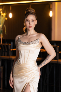 Abendkleid Lang Satin Gelb ABU6200