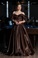 Abendkleid Lang Satin Braun ABU6201