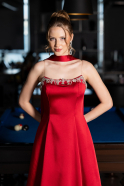 Abendkleid Lang Satin Weinrot ABU6156