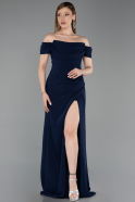 Abschlusskleid In Übergröße Lang Marineblau ABU6246