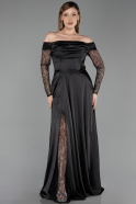 Standesamtkleid Lang Schwarz ABU6219