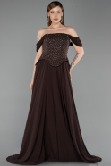 Abendkleid Lang Chiffon Braun ABU6221