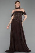 Bekleidung in Großen Größen Lang Chiffon Braun ABU6247
