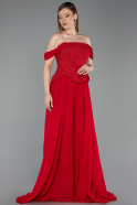 Abendkleid Lang Chiffon Rot ABU6221