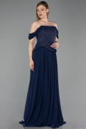 Abendkleid Lang Chiffon Marineblau ABU6221