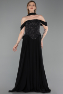 Bekleidung in Großen Größen Lang Chiffon Schwarz ABU6247