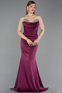 Abendkleid im Meerjungfrau-Stil Lang Satin Pflaume ABU6222
