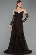 Abendkleid Lang Spitze Braun ABU6229