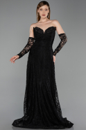 Abendkleid Lang Spitze Schwarz ABU6229