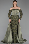 Abendkleid Lang Satin Khaki ABU6230