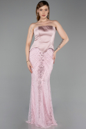 Abendkleid Lang Perlenbesetzt Puder ABU6234