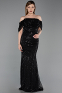 Abendkleid Lang Schuppig Schwarz ABU6237
