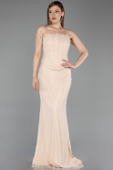 Abendkleid Lang Spitze Beige ABU6207
