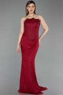 Abendkleid Lang Spitze Weinrot ABU6207