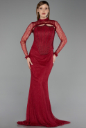 Abendkleid Lang Spitze Weinrot ABU6207