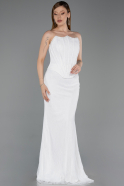 Abendkleid Lang Spitze Weiß ABU6207