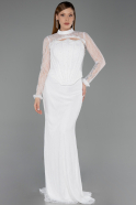 Abendkleid Lang Spitze Weiß ABU6207