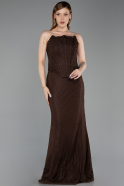 Abendkleid Lang Spitze Braun ABU6207