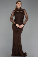 Abendkleid Lang Spitze Braun ABU6207