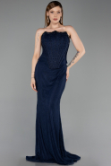 Abendkleid Lang Spitze Marineblau ABU6207