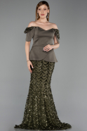 Abendkleid Lang Schuppig Khaki ABU6243