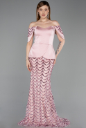 Abendkleid Lang Schuppig Puder ABU6243