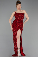 Abschlusskleid Lang Schuppig Rot ABU6218