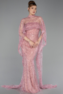 Abendkleid Lang Perlenbesetzt Puder ABU6220