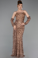 Abendkleid Lang Schuppig Kupfer ABU6224