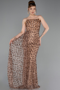 Abendkleid Lang Schuppig Kupfer ABU6224