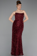 Abendkleid Lang Schuppig Weinrot ABU6224