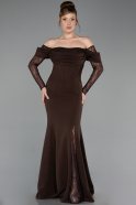 Abendkleid im Meerjungfrau-Stil Lang Braun ABU6235