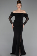 Abendkleid im Meerjungfrau-Stil Lang Schwarz ABU6235