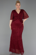 Weinrot Abendkleid İn Übergröße Lang ABU4542