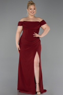 Abschlusskleid In Übergröße Lang Weinrot ABU6246