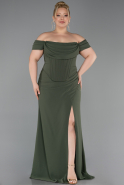 Abschlusskleid In Übergröße Lang Khaki ABU6246
