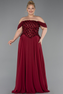 Abendgarderobe in Großen Größen Lang Chiffon Weinrot ABU6260