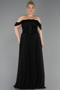 Abendgarderobe in Großen Größen Lang Chiffon Schwarz ABU6260