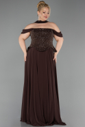 Bekleidung in Großen Größen Lang Chiffon Braun ABU6247